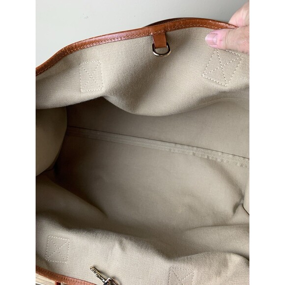 Dooney & Bourke Letter Logo Monogram Tote Bag Leather Canvas Beige - Picture 8 of 16